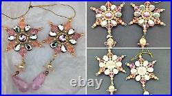 (26) Flower/jeweled/bead Ornate Snowflake Christmas Ornaments, Unmarked