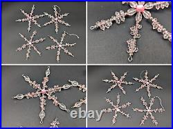(26) Flower/jeweled/bead Ornate Snowflake Christmas Ornaments, Unmarked