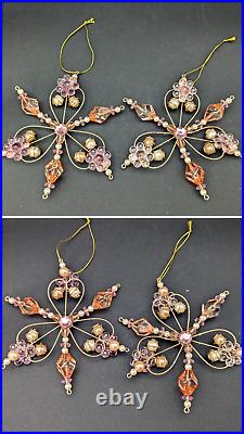 (26) Flower/jeweled/bead Ornate Snowflake Christmas Ornaments, Unmarked