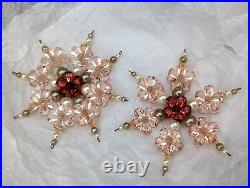 (26) Flower/jeweled/bead Ornate Snowflake Christmas Ornaments, Unmarked