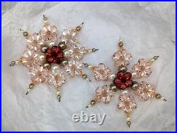 (26) Flower/jeweled/bead Ornate Snowflake Christmas Ornaments, Unmarked