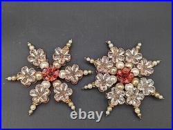 (26) Flower/jeweled/bead Ornate Snowflake Christmas Ornaments, Unmarked