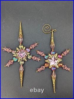 (26) Flower/jeweled/bead Ornate Snowflake Christmas Ornaments, Unmarked