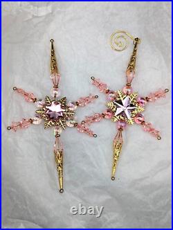 (26) Flower/jeweled/bead Ornate Snowflake Christmas Ornaments, Unmarked