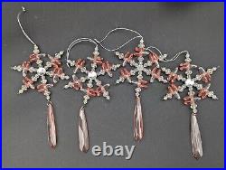 (26) Flower/jeweled/bead Ornate Snowflake Christmas Ornaments, Unmarked