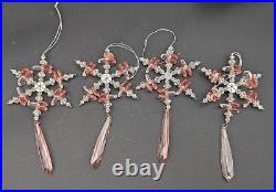 (26) Flower/jeweled/bead Ornate Snowflake Christmas Ornaments, Unmarked