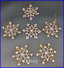 (26) Flower/jeweled/bead Ornate Snowflake Christmas Ornaments, Unmarked