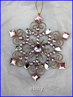 (26) Flower/jeweled/bead Ornate Snowflake Christmas Ornaments, Unmarked