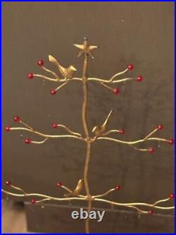26 Tabletop Christmas Ornament Display Stand Tree With Birds & Beads Gold Tone