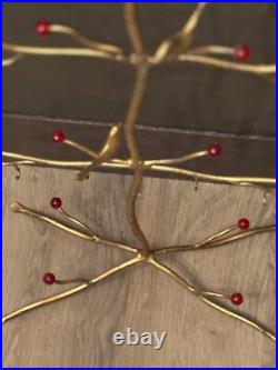 26 Tabletop Christmas Ornament Display Stand Tree With Birds & Beads Gold Tone