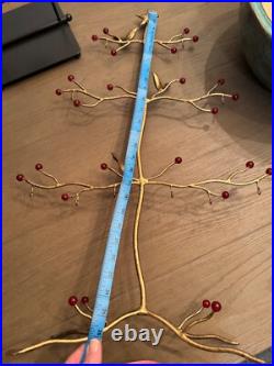26 Tabletop Christmas Ornament Display Stand Tree With Birds & Beads Gold Tone