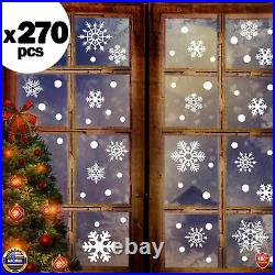 270PCS White Snowflakes Window Decorations Clings Decal Stickers Winter Holiday