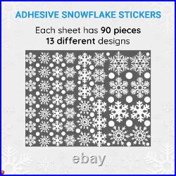 270PCS White Snowflakes Window Decorations Clings Decal Stickers Winter Holiday