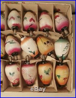 27 Antique Christmas Bulbs Lights Milk Glass Japanese Paper Lanterns 1930s Japan