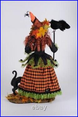 27 Karen Didion Wendy's Fall Trail Witch Cat Crow Figure Doll Halloween Decor