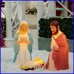 28.5 Lighted Outdoor Nativity 3 Pc Set Holy Family Large Christmas Display NEW