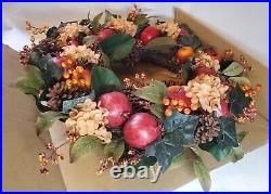 28 Balsam Hill Autumn Orchard Wreath Faux Fruit Floral Pine Cones Ivy Flowers