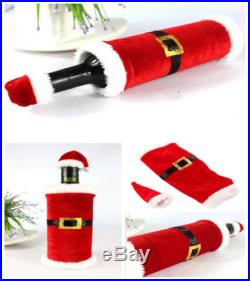 2Pcs Christmas Santa Clause Clothing Hat Dress Wine Bottle Cover Decoration Hot2