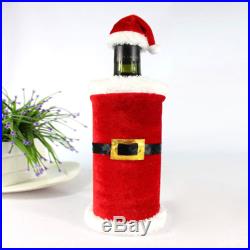 2Pcs Christmas Santa Clause Clothing Hat Dress Wine Bottle Cover Decoration Hot2