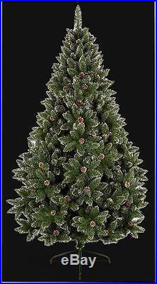 2.1m Pvc Rocky Mountain Christmas Tree With Cones & Snow Tipped Branches Xmas