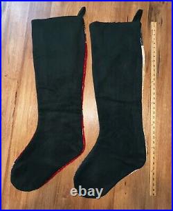 2 35 Large Hook & Loop Christmas Stocking Sugar Plum Lane with Santa &snowman