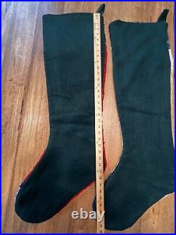 2 35 Large Hook & Loop Christmas Stocking Sugar Plum Lane with Santa &snowman