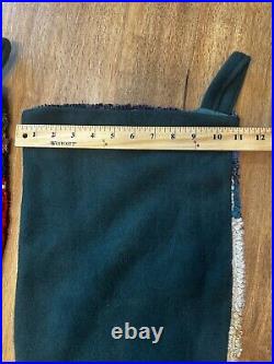 2 35 Large Hook & Loop Christmas Stocking Sugar Plum Lane with Santa &snowman