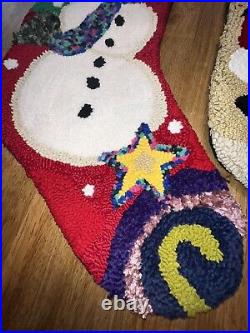 2 35 Large Hook & Loop Christmas Stocking Sugar Plum Lane with Santa &snowman