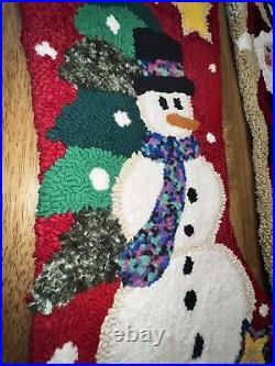 2 35 Large Hook & Loop Christmas Stocking Sugar Plum Lane with Santa &snowman