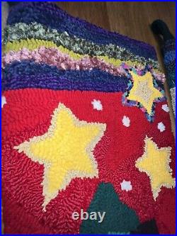2 35 Large Hook & Loop Christmas Stocking Sugar Plum Lane with Santa &snowman