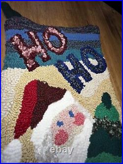 2 35 Large Hook & Loop Christmas Stocking Sugar Plum Lane with Santa &snowman