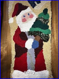 2 35 Large Hook & Loop Christmas Stocking Sugar Plum Lane with Santa &snowman