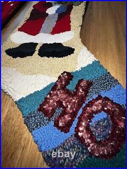 2 35 Large Hook & Loop Christmas Stocking Sugar Plum Lane with Santa &snowman