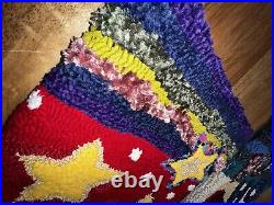 2 35 Large Hook & Loop Christmas Stocking Sugar Plum Lane with Santa &snowman