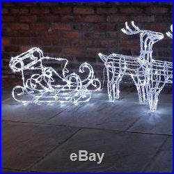 2.3m Mains Outdoor Reindeer Sleigh Acrylic Christmas Xmas Flash Bulb Led Figures
