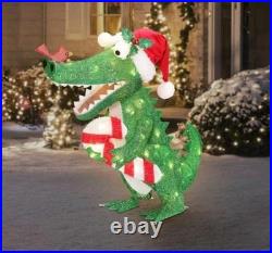 2.5 Ft Led Alligator In Santa Outfit Outdoor Yard Decor