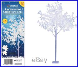 2.5m 320 LED ENCHANTING WHITE LEAFED WINTER CHRISTMAS TREE INDOOR OR OUTDOOR