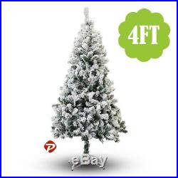 2-9ft WHITE SNOW FLOCKED PVC Artificial Christmas Tree Unlit Multiple Sizes SML
