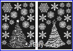 2 Christmas Trees and 36 Snowflake Window Stickers Reusable Winter Decorations