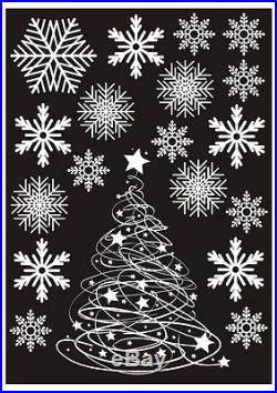 2 Christmas Trees and 36 Snowflake Window Stickers Reusable Winter Decorations