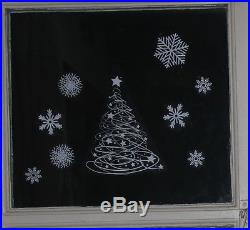 2 Christmas Trees and 36 Snowflake Window Stickers Reusable Winter Decorations