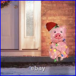 2 FT LED Lighted Twinkling Pig Christmas Decorations Indoor Outdoor Decor NWB