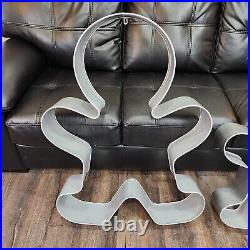 2 Giant Silver Metal Gingerbread Man Cookie Cutter Wall Decor Christmas Holiday