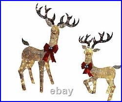 2 Light Up Reindeer Christmas Decorations Extra Large LED Stag Figures Deluxe