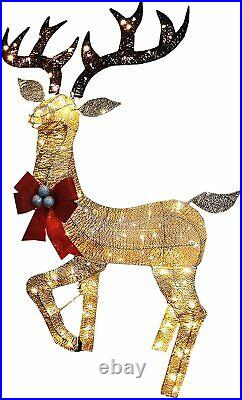 2 Light Up Reindeer Christmas Decorations Extra Large LED Stag Figures Deluxe