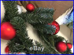 2 NEW Pottery Barn ORNAMENT PINE GARLAND Red & Silver in boxes SET/ 2 Christmas