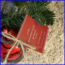 2 NEW Pottery Barn ORNAMENT PINE GARLAND Red & Silver with tags SET/ 2 Christmas