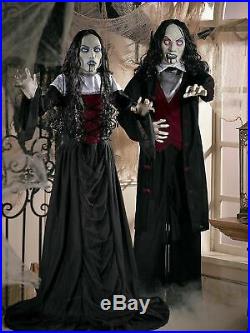 2-PC 5 Ft each Standing GOTH VAMPIRE COUPLE withFlashing Eyes Halloween Props