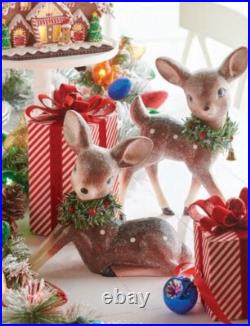 2-PK 12.7 REINDEER WITH BOTTLE BRUSH WREATH Table Top Christmas NEW RAZ 4212557