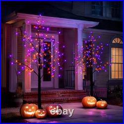 2 Pack 6FT Halloween Lighted Black Birch Tree Total 288 LED Purple and Orange 2 Pack 6FT Halloween Lighted Black Birch Tree Total 288 LED Purple and Orange